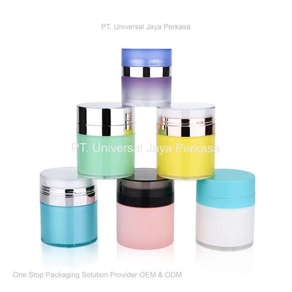 airless packaging with beautiful colors and designs of cosmetic bottles