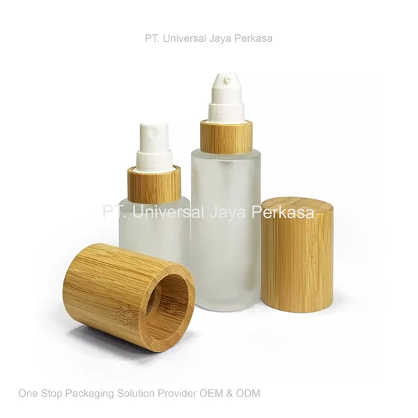 pump bottle with beautiful bamboo design cap cosmetic bottle