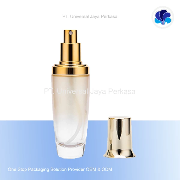 Luxury wholesale dark blue cosmetic glass lotion bottles with gold pump cosmetic bottle