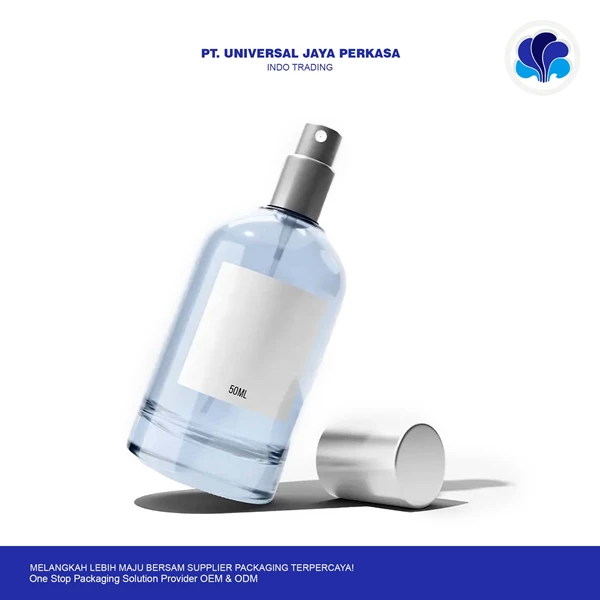 50ml round empty atomizer glass perfume bottles fine mist spray bottles with a matte silver cap by Universal botol kosmetik