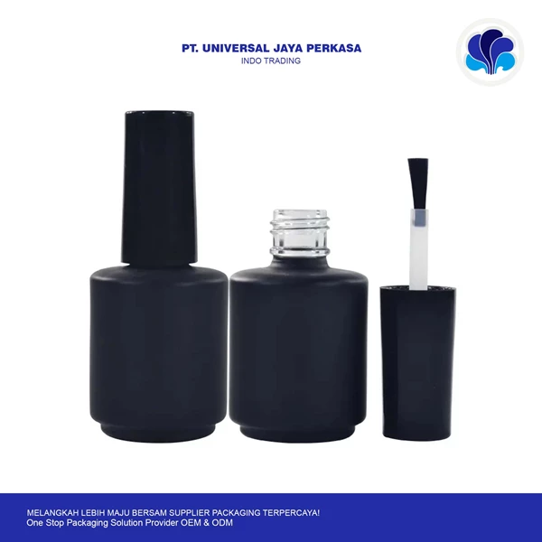 Botol Kaca UV gel nail polish bottle Matte frosted black square round 5ml 7ml 10ml 11ml 13ml 14ml 17ml By Universal botol kosmetik