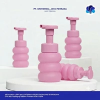 Botol Pump Skincare Pink Bergelombang (Ribbed)