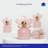 Botol Kaca Parfum Pink Mutiara Tutup Bunga Daisy - Kemasan Elegan