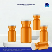 Botol Suplemen Ampul Oranye Tutup Silver