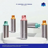 Botol Aluminium Brushed Silver dengan Color Block Pump