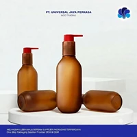 Botol Pump Frosted Amber Aksen Merah