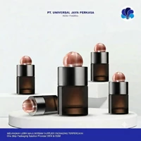 Dark Glass Perfume Bottle with Pink Sphere Cap