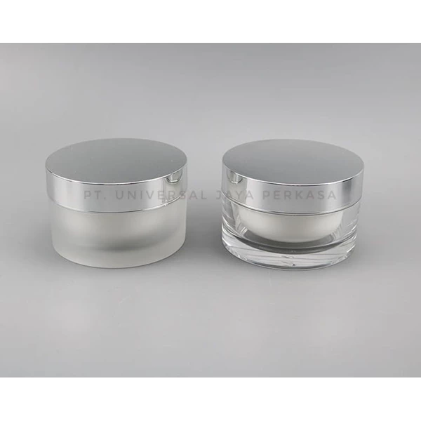 Acrylic Round Chrome Silver Jar 