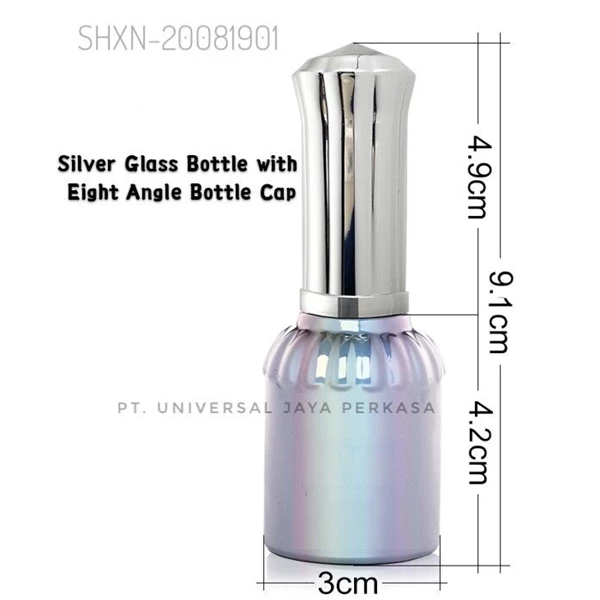 Nail polish glass bottle  of crown silver