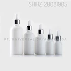 White Natural Ceramic Cosmetic Milky Serum Dropper Bottle with Silver Cap for Essential oil  7