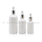 White Natural Ceramic Cosmetic Milky Serum Dropper Bottle with Silver Cap for Essential oil  2