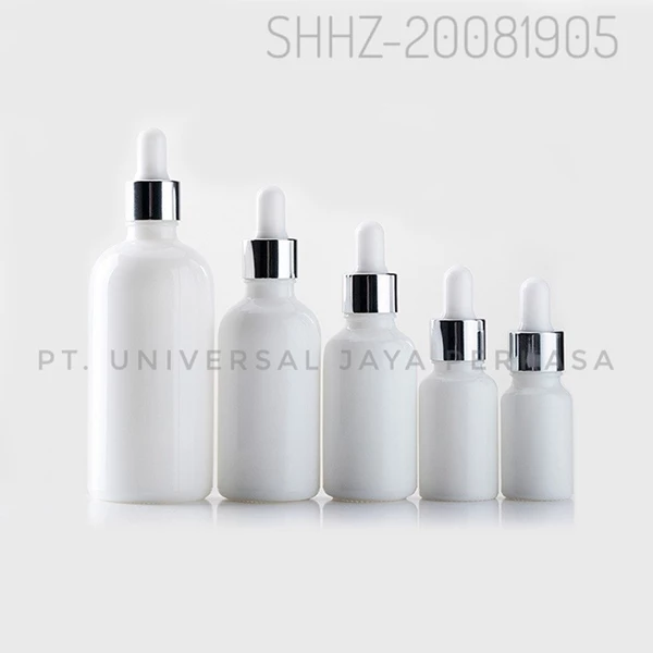 White Natural Ceramic Cosmetic Milky Serum Dropper Bottle with Silver Cap for Essential oil 