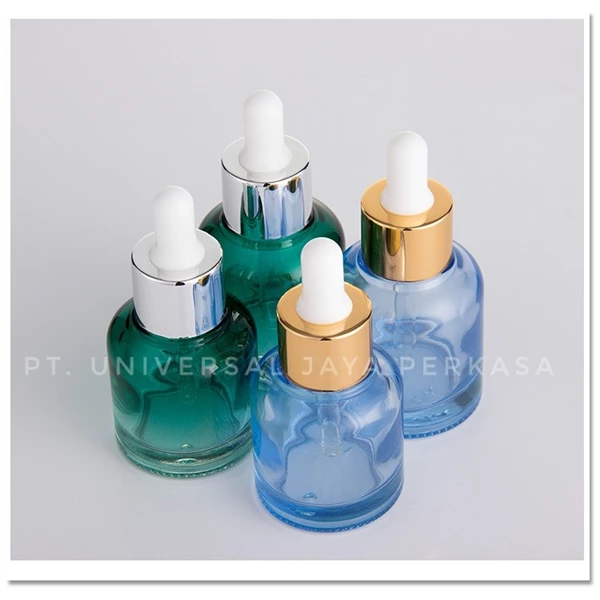 Empty fancy 20 30 ml cosmetic face serum press pump dropper bottle glass packaging with press pump dropper cap 