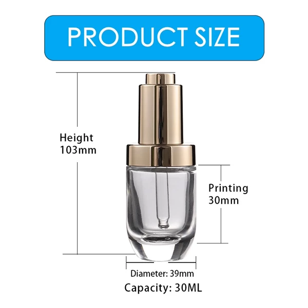 Unique transparent perfume serum round shape 1 oz 30 ml transparent glass dropper bottle for essential oil 