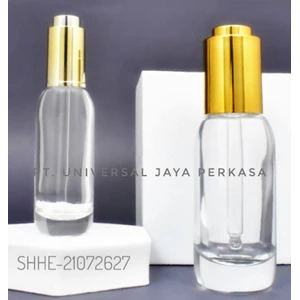 Push button flat shoulder essential oil bottle customize transparan cosmetic glass dropper bottle